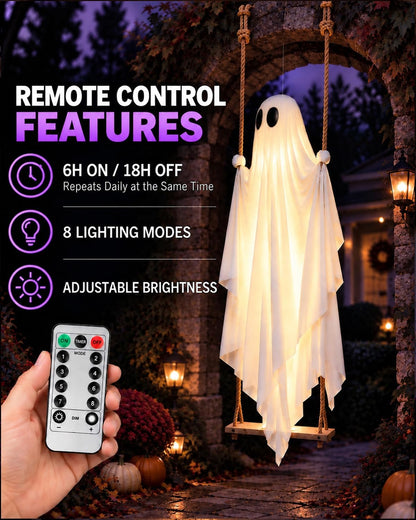 Halloween Decorations Outdoor, 4.5 FT Large Hanging Swinging Ghost Decor