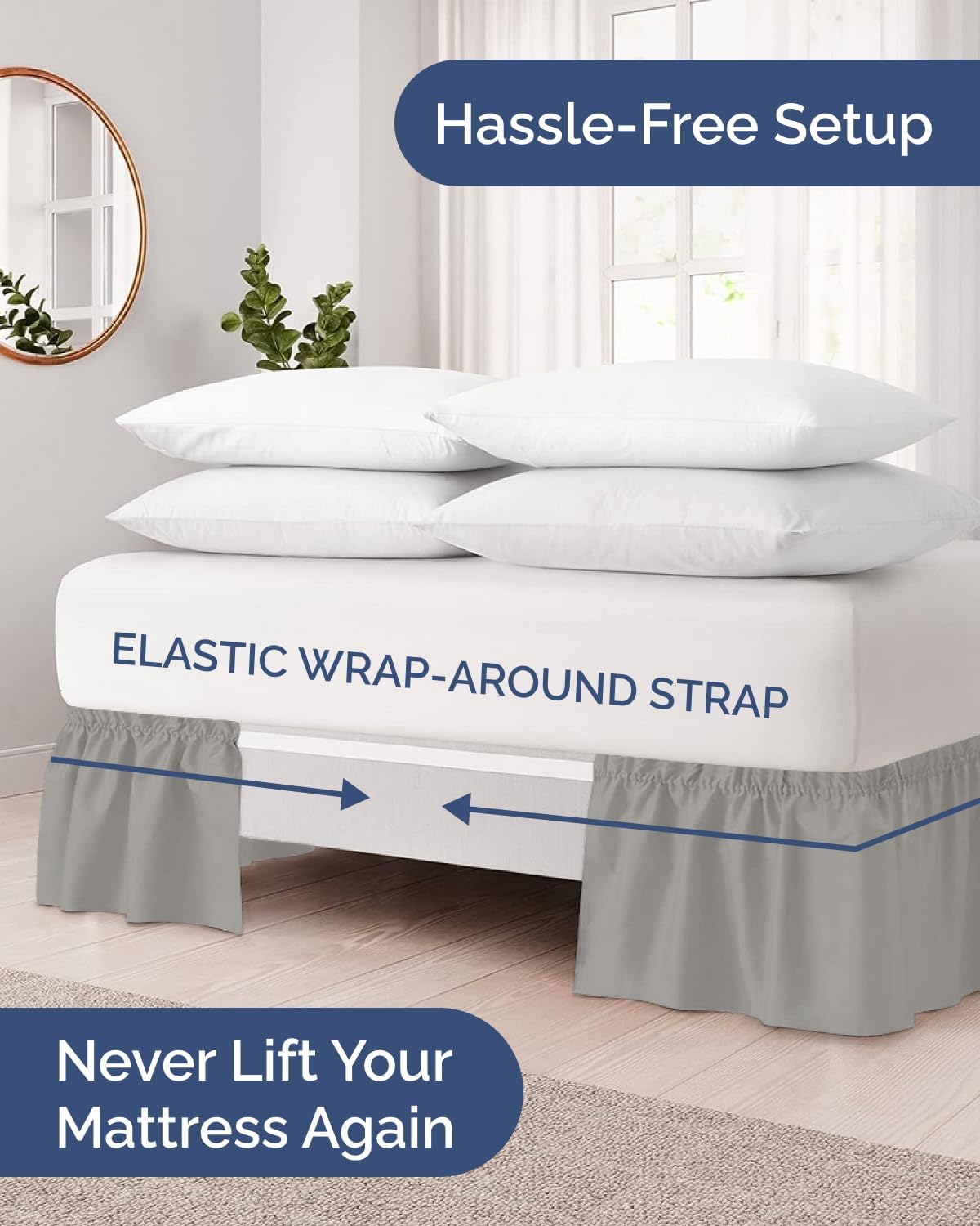 cgk wrap around dust ruffle bed skirt shown in use