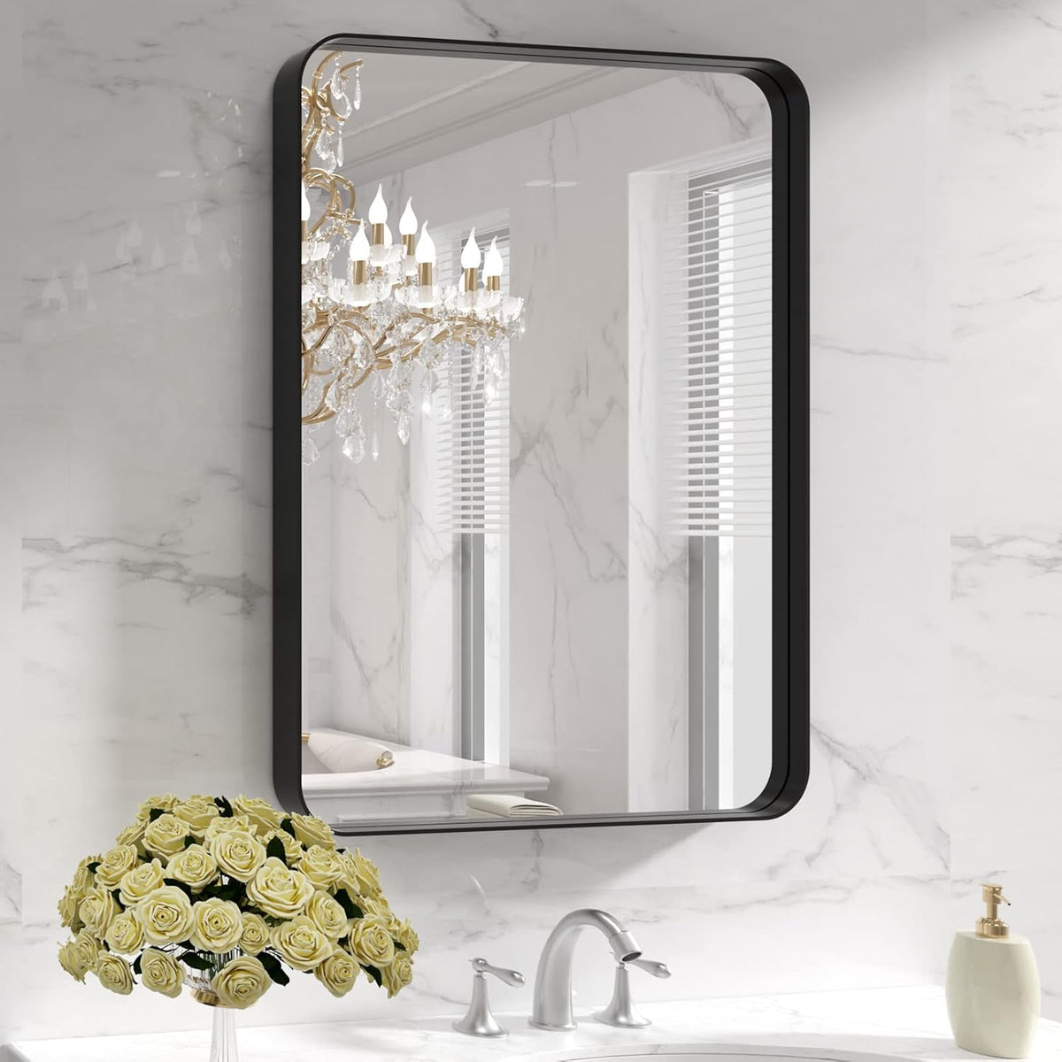 loaao 22x30 inch black bathroom mirror metal framed, main product view