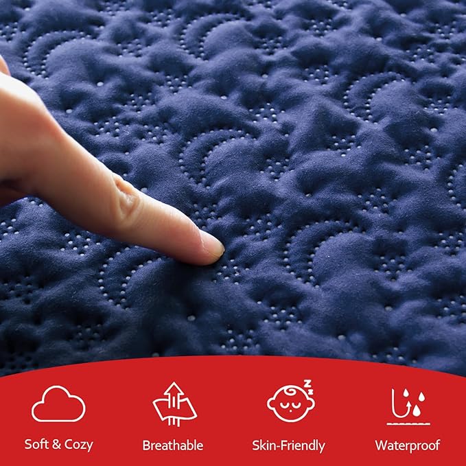 Waterproof Pack and Play Mattress Cover 2 Pack, Soft Quilted Pack and Play - Image 2