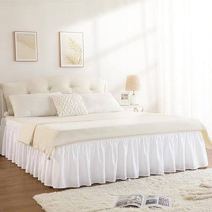 RIMELA White Bed Skirt Queen Size 16 Inch Drop, Elastic Bed Skirting - Image 8