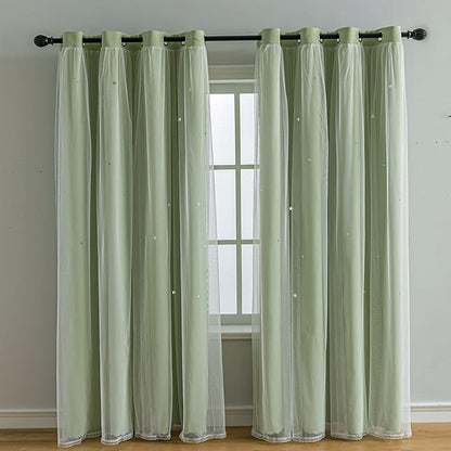 FANLI 2 Panels Star Blackout Curtains by FANLI