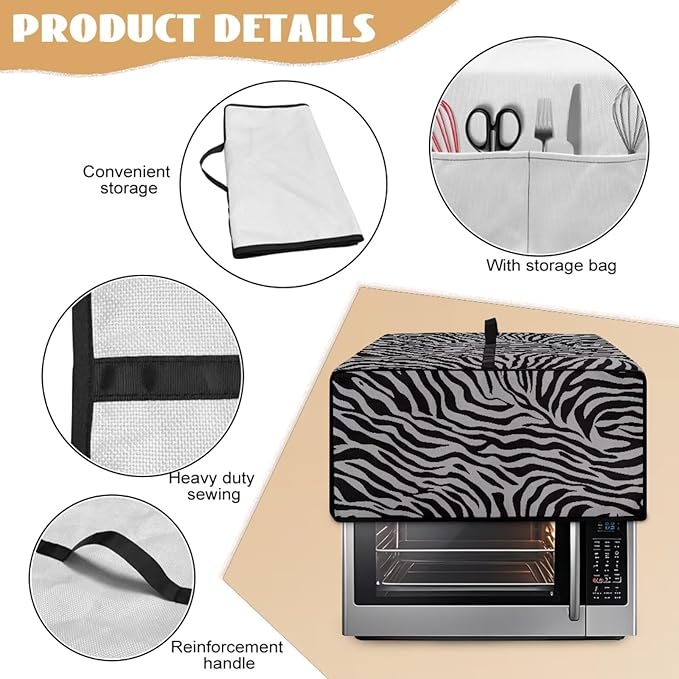 Grey Zebra Print Microwave Oven Dust Cover Dust-Proof Waterproof Microwave - Image 6