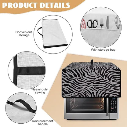 Grey Zebra Print Microwave Oven Dust Cover Dust-Proof Waterproof Microwave - Image 6
