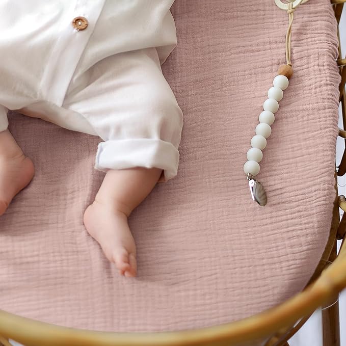 lulumoon Baby Muslin Bassinet Sheets: Cotton Bassinet Sheets Neutral - Image 8