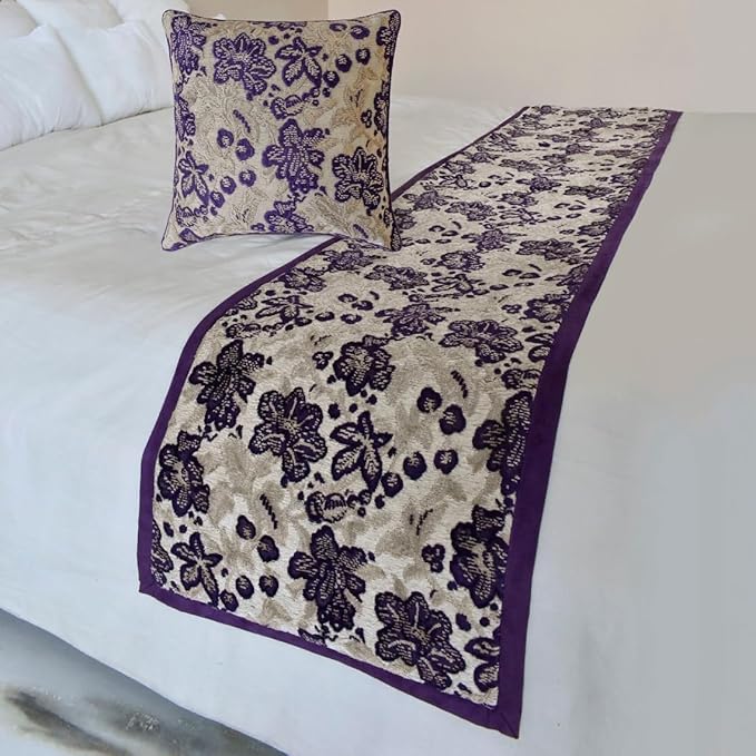 The HomeCentric King/Queen/Twin Purple Designer Twin 53"x18" Bed Runner by TheHomeCentric
