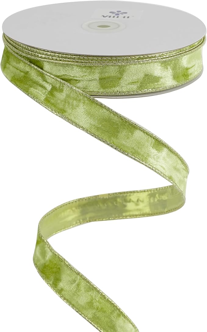 MEEDEE Moss Green and Gold Velvet Ribbon by MEEDEE