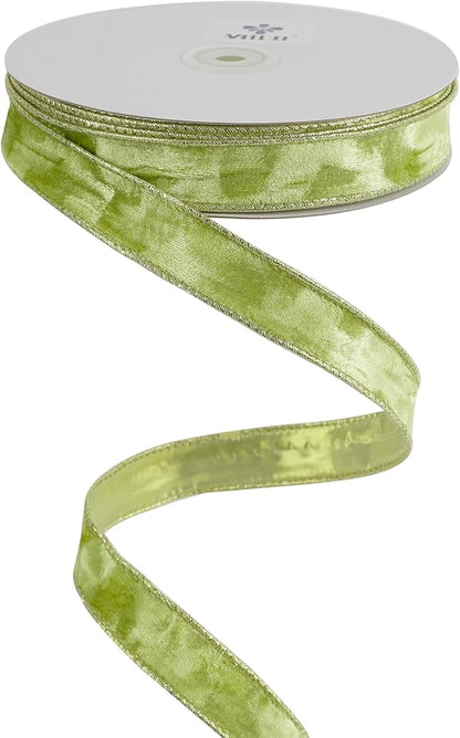 MEEDEE Moss Green and Gold Velvet Ribbon by MEEDEE