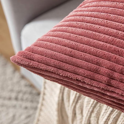 MIULEE Winter Pack of 2 Corduroy Soft Soild Decorative Square Throw Pillow - Image 3