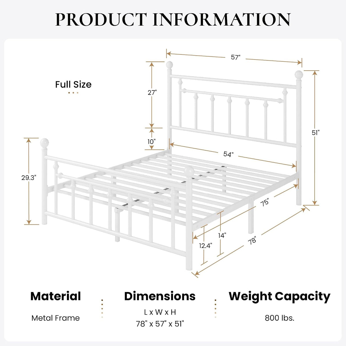 sha cerlin 14" full size metal platform bed shown in use