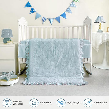 Wowelife Baby Crib Bedding Set for Girls, 3 Piece Boho Crib Comforter Set Ruffle - Image 3