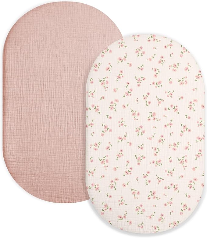 Bassinet Sheet for Baby Boy and Girl 2 Pack, Fitted Sheets for Rectangle by Meowcards