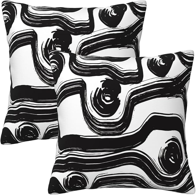 Black and White Striped Throw Pillow Covers 18x18 in Set of 2 Decorative Modern by Unknown