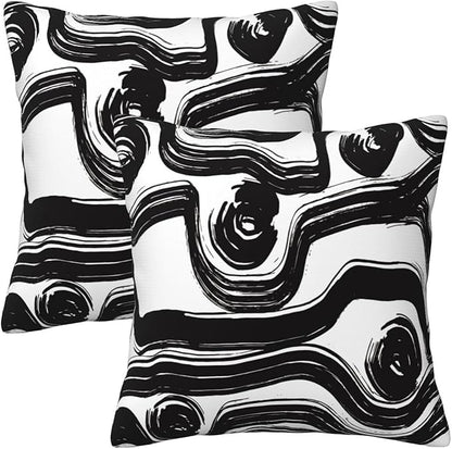 Black and White Striped Throw Pillow Covers 18x18 in Set of 2 Decorative Modern by Unknown
