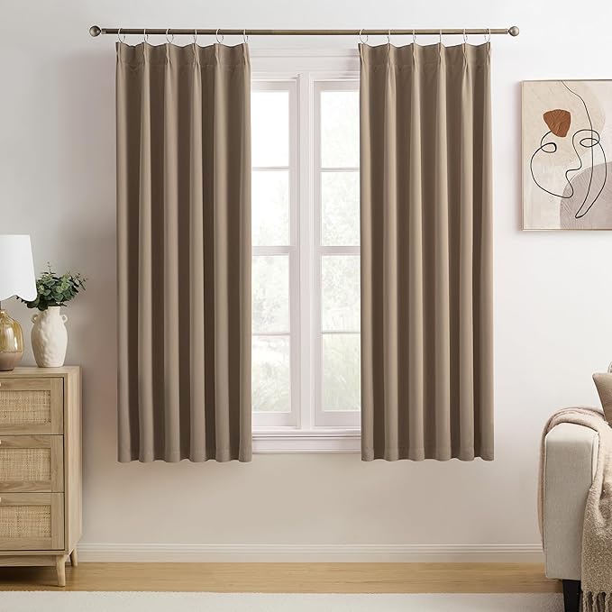 KEQIAOSUOCAI Blackout Bedroom Curtains 63 Inches Long, Thermal Insulated Short by KEQIAOSUOCAI