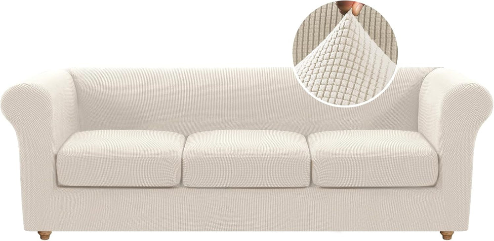 H.VERSAILTEX 4 Piece Stretch Chesterfield Sofa Slipcovers for 3 Seat Cushion ...