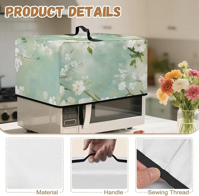 Microwave Oven Cover, Flower Heat-Resistant Waterproof Toaster Oven Dust Cover - Image 7