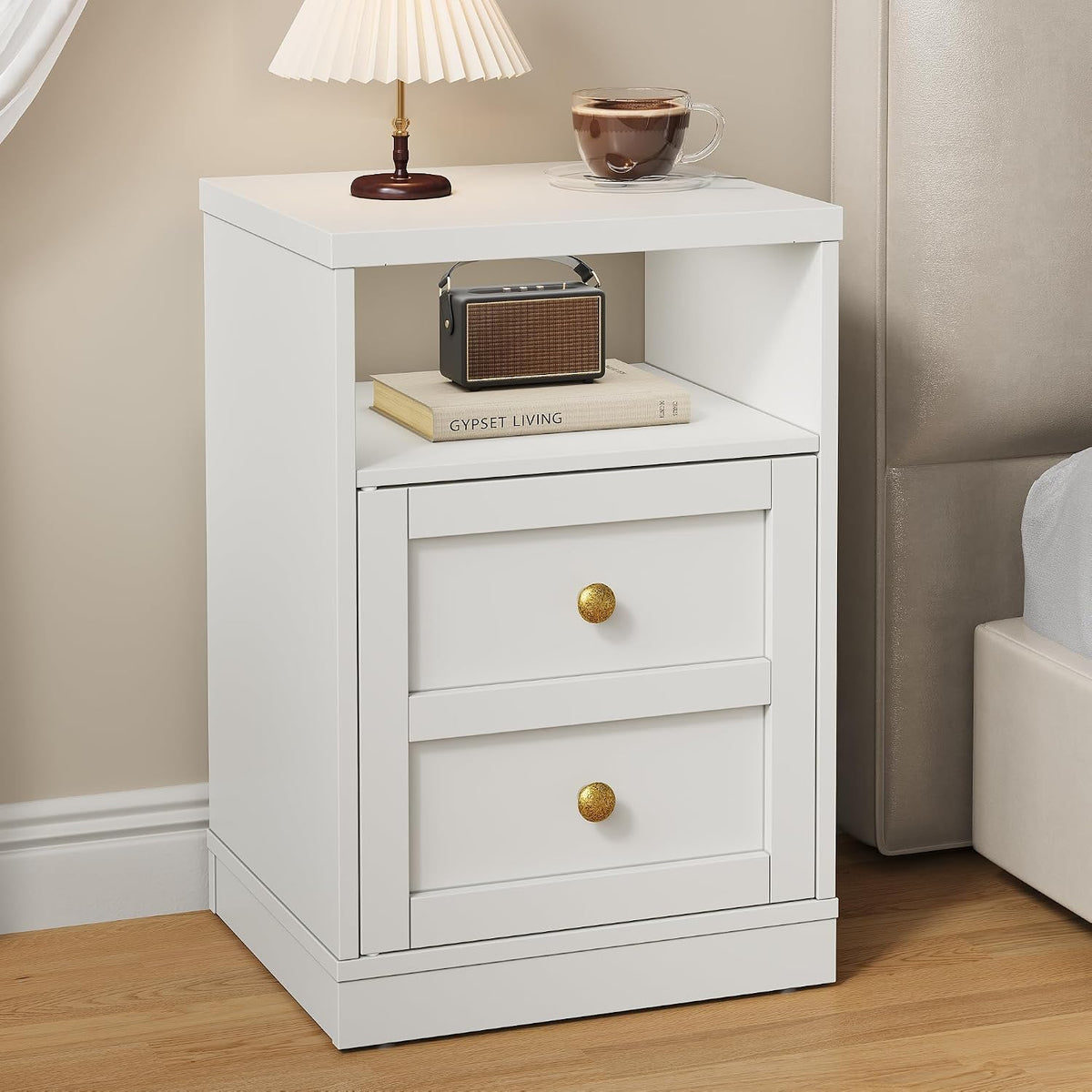 royalcraft white nightstand with storage shelf and door, main product view