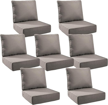 6" Thick Outdoor Cushions 24x24x6, 7-Set Deep Seat Patio Cushions by Pugire