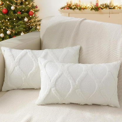 decorUhome Christmas Throw Pillow Covers 12x20 Inch Set of 2, Soft Plush Faux by decorUhome