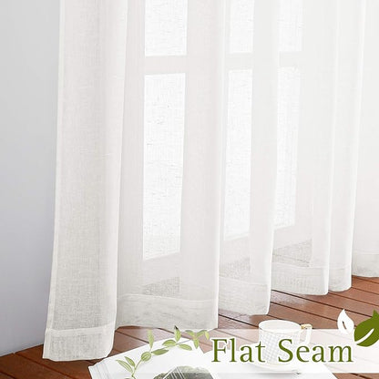 NICETOWN Linen Sheer Curtains Flax Textured, Grommet Top Casual 63" Long Thick - Image 6