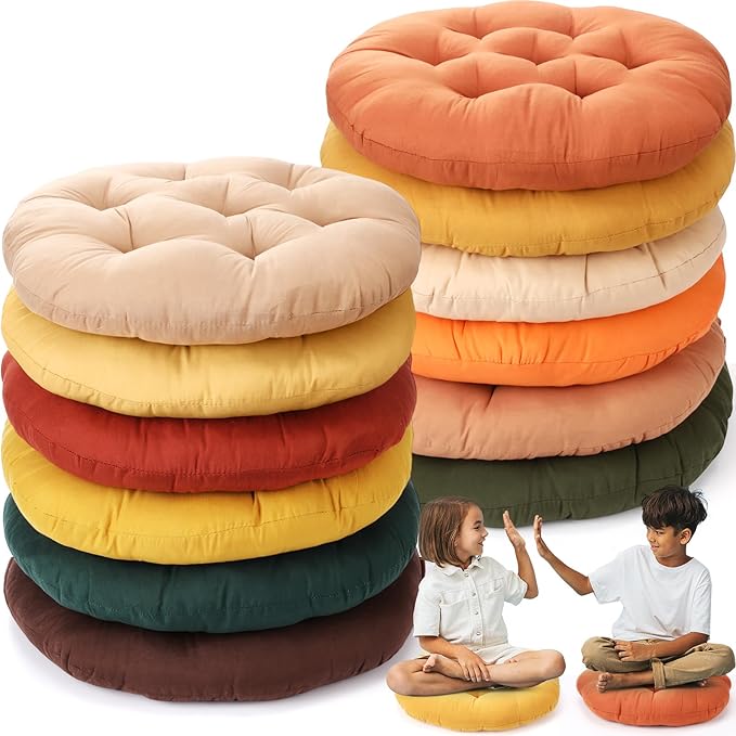 Fumete 12 Pcs Floor Pillows Cushions Seating 16 x 16 Inches Color Round Seat by Fumete