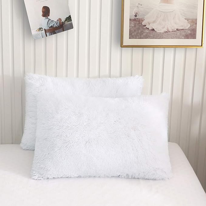 XeGe Faux Fur Throw Pillow Cases, Plush Shaggy Ultra Soft Pillow Covers by XeGe
