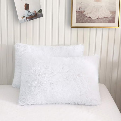 XeGe Faux Fur Throw Pillow Cases, Plush Shaggy Ultra Soft Pillow Covers by XeGe