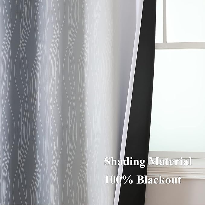 Estelar Textiler Grayish White and Grey Blackout Curtains - Image 5