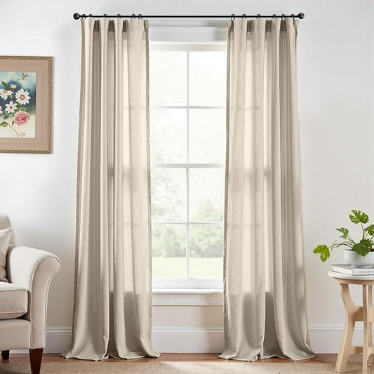 jinchan Linen Blend Clost Curtains 96 inch Length 2 Panels by JINCHAN