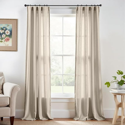 jinchan Linen Blend Clost Curtains 90 inch Length 2 Panels by JINCHAN