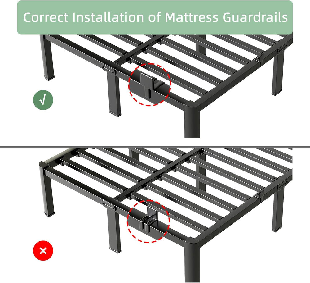 Queen Bed Frame, 18 Inch Heavy Duty Steel Platform, Noise-Free