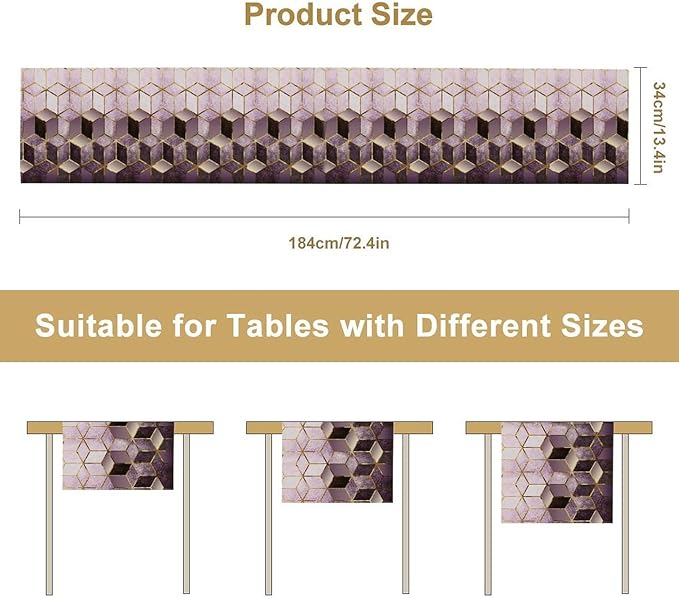 Purple Modern Marble Table Runner - Image 2
