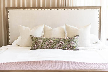Designer Flowers Printed on Natural Linen Pillow Cover | Grey Green and Dusty - Image 7