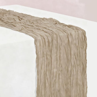 BALCONY & FALCON Nude Cheesecloth Table Runner 10FT 120 Inch Rustic & Boho - Image 5