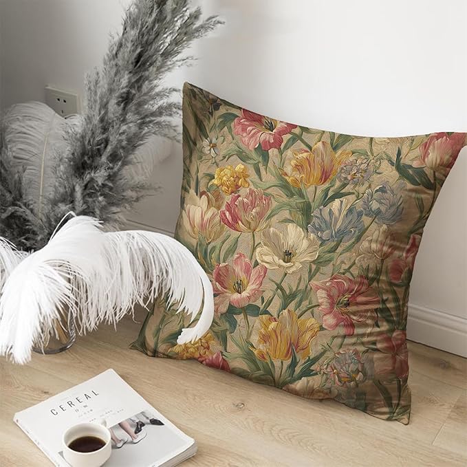 Bohemian Pillow Covers | Vintage Floral & Carpet Design | Double Sided Blue - Image 4