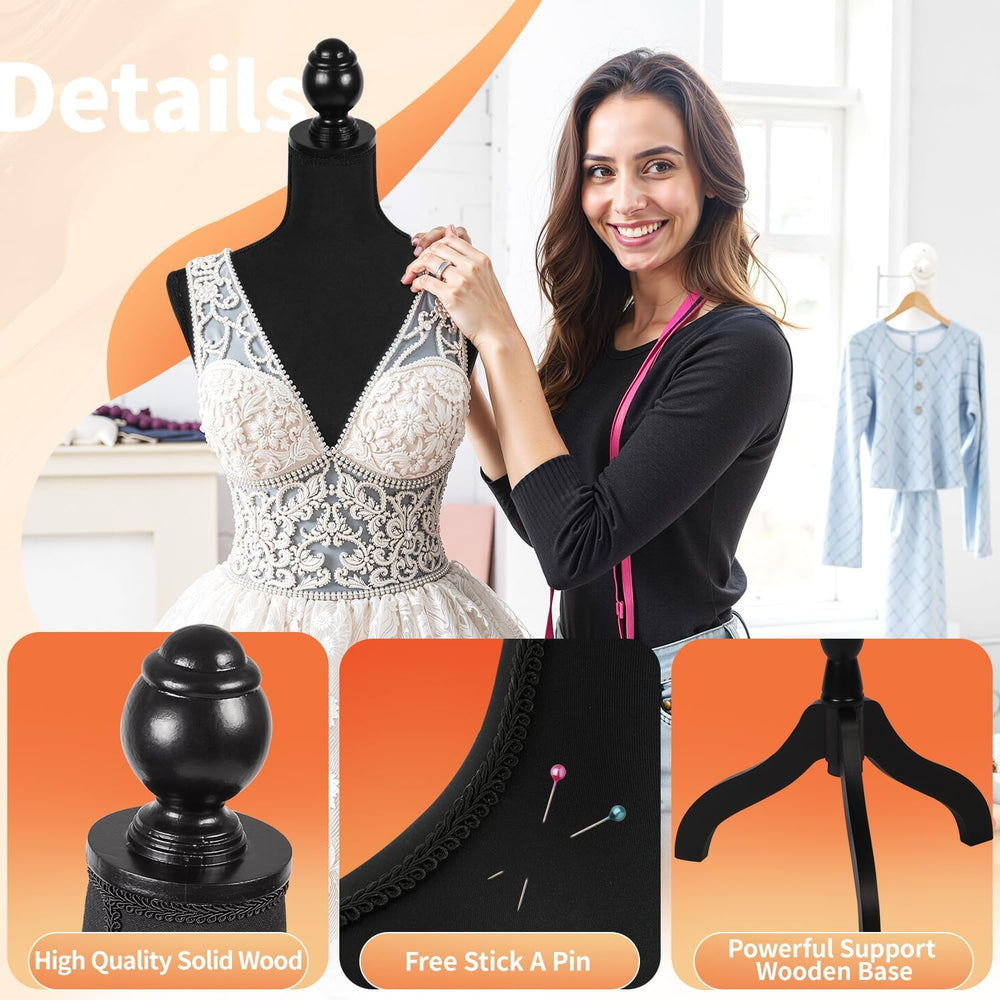 FDW | Female Mannequin Torso | Black | with 7" Height Adjustment