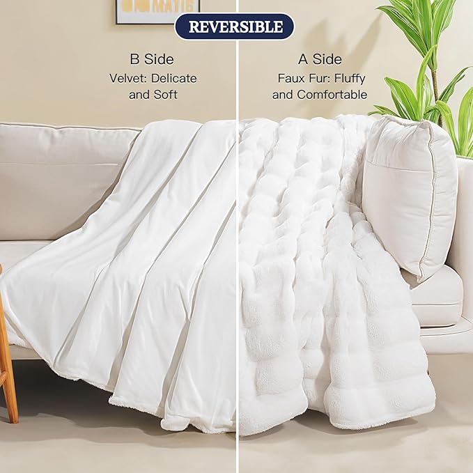 NEXHOME PRO Faux Fur Throw Blanket, Ultra Soft Cozy Warm Fuzzy Fluffy Plush - Image 4