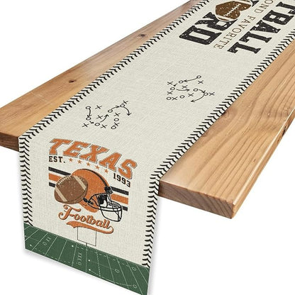 American Football Table Runner, Seasonal Rugby Boy Football Game Day Grass - Image 4