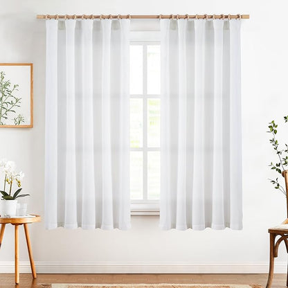 jinchan Soft Linen Curtains Set 2 Panels, Off White Curtains 72 Inch Length - Image 2