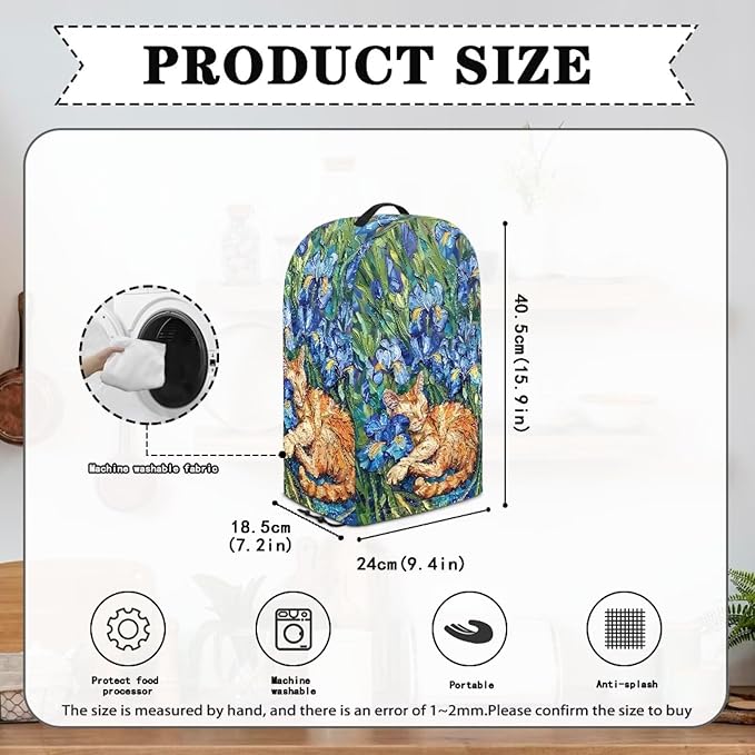 Irises Orange Cats Blender Cover Dust Proof Small Appliance Cover Foldable Dust - Image 6