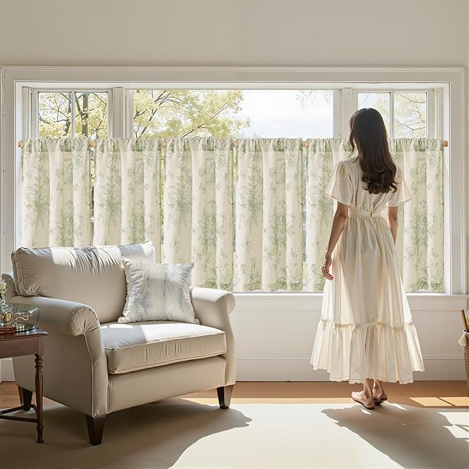 jinchan Half Window Curtains Small Drapes - Image 3