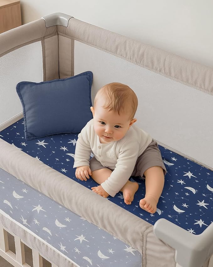 Pack and Play Sheets Fitted, Mini Crib Sheets 2-Pack - Image 2