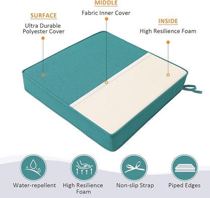 Square Corner Seat Cushions, Indoor Outdoor Water Repellent Universal Chair Pads - Image 3