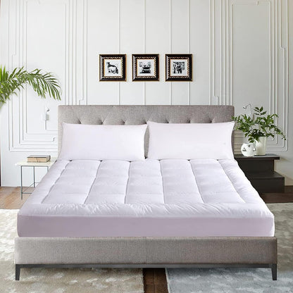 whatsbedding waterproof mattress topper queen size cotton top shown in use