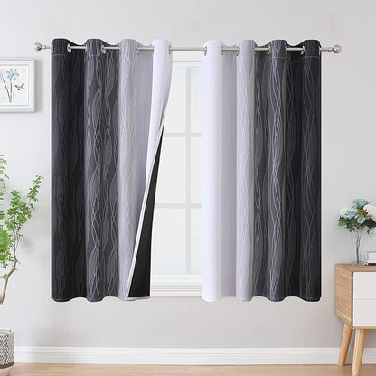 Estelar Textiler Ombre Greyish White and Black Blackout Curtains & Drapes 45 by ESTELARTEXTILER