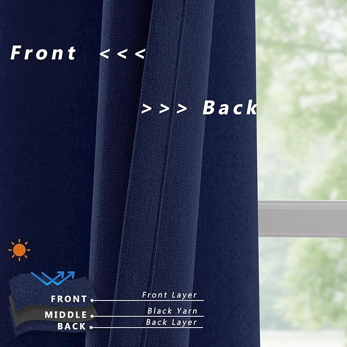 Linen 100% Blackout Curtains for Bedroom, Back Tab/Rod Pocket Curtain for - Image 5