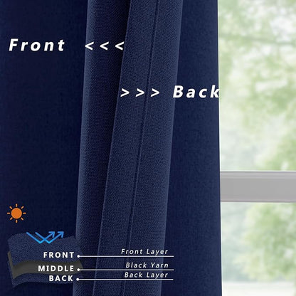 Linen 100% Blackout Curtains for Bedroom, Back Tab/Rod Pocket Curtain for - Image 5