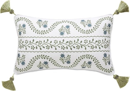 ISAENNE Design Fresh Linen Rectangle Throw Pillow Covers 12"x20", French White by Isaennehomedecoration