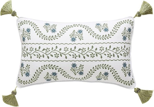ISAENNE Design Fresh Linen Rectangle Throw Pillow Covers 12"x20", French White by Isaennehomedecoration